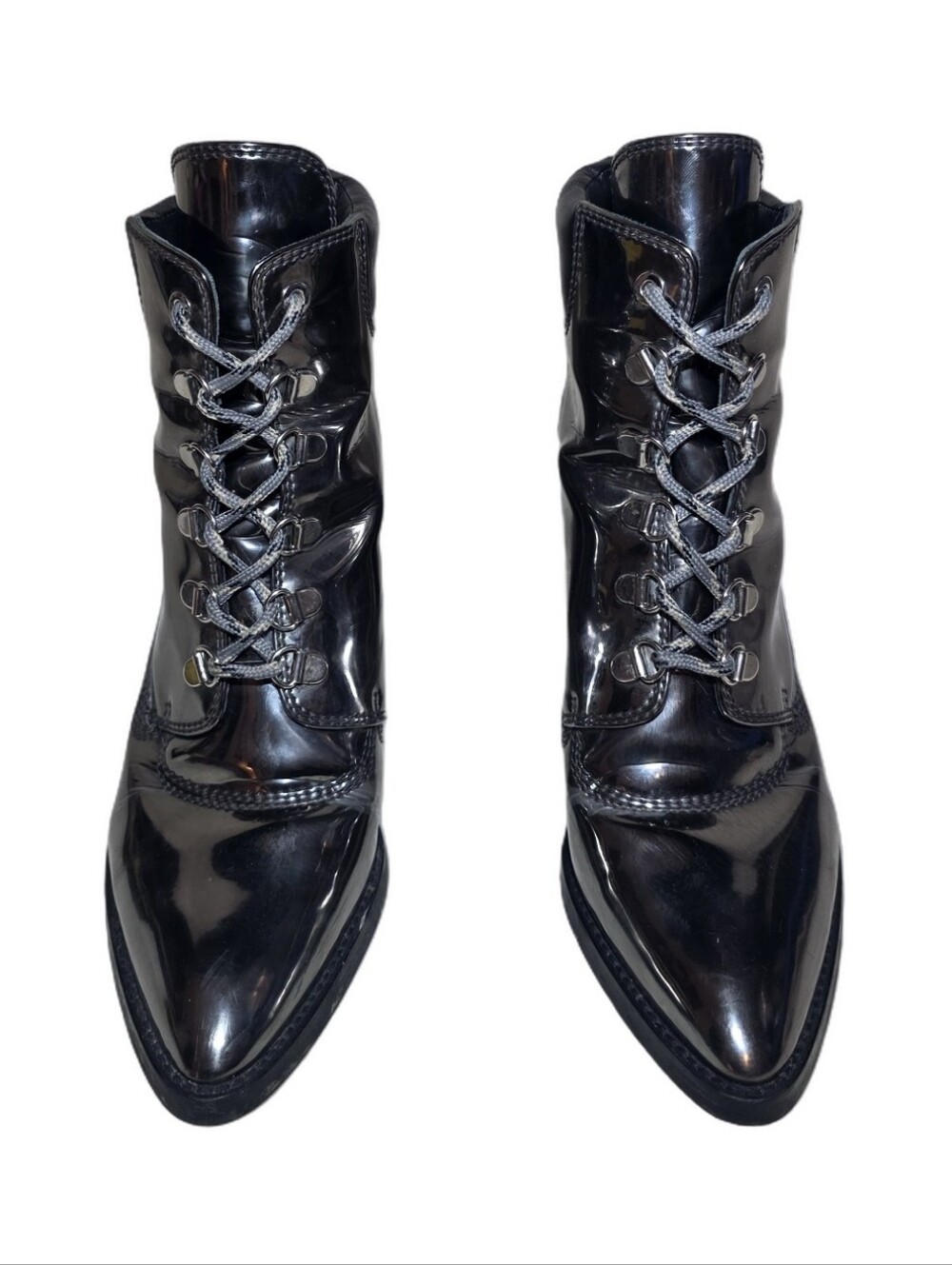 Stuart Weitzman x Gigi Hadid "Gigi Boot" Iron Specchio Metallic Size 8 - Picture 3 of 13